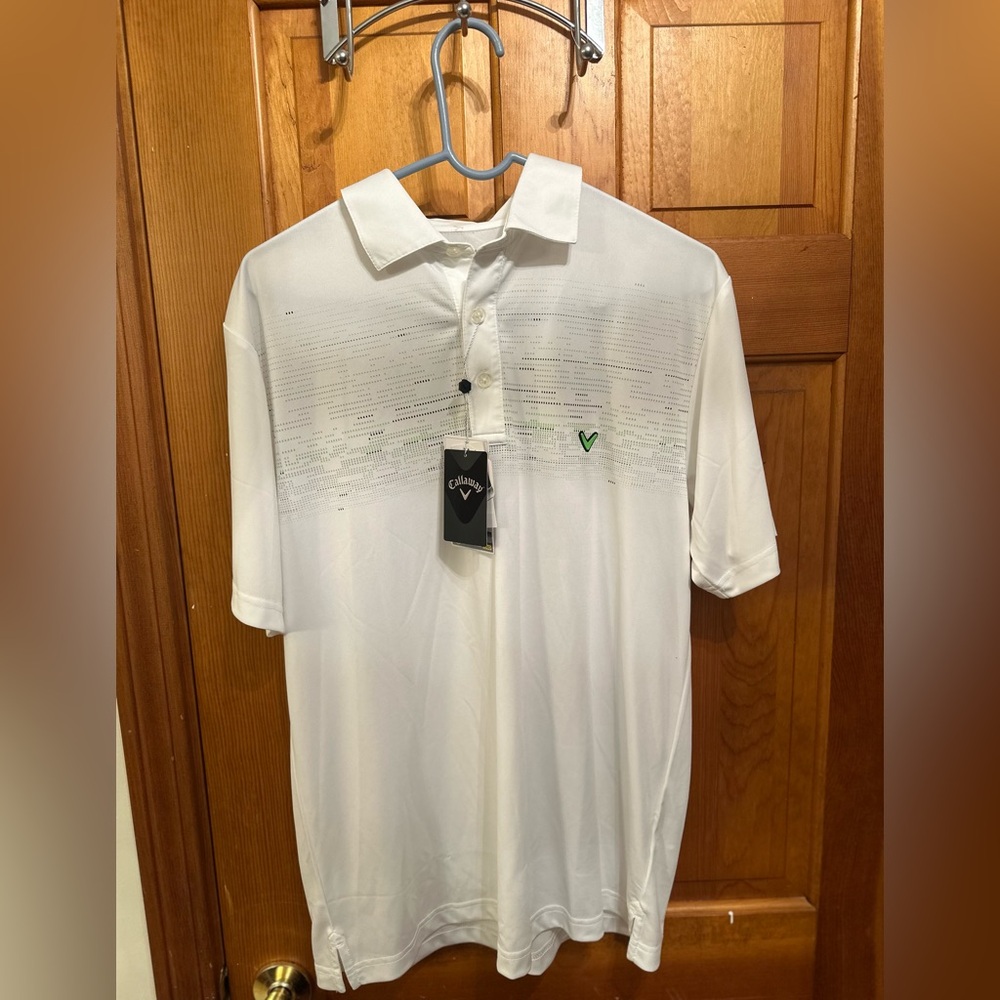 New Callaway Golf Opti-Stretch Polo White Men’s Small With Tags